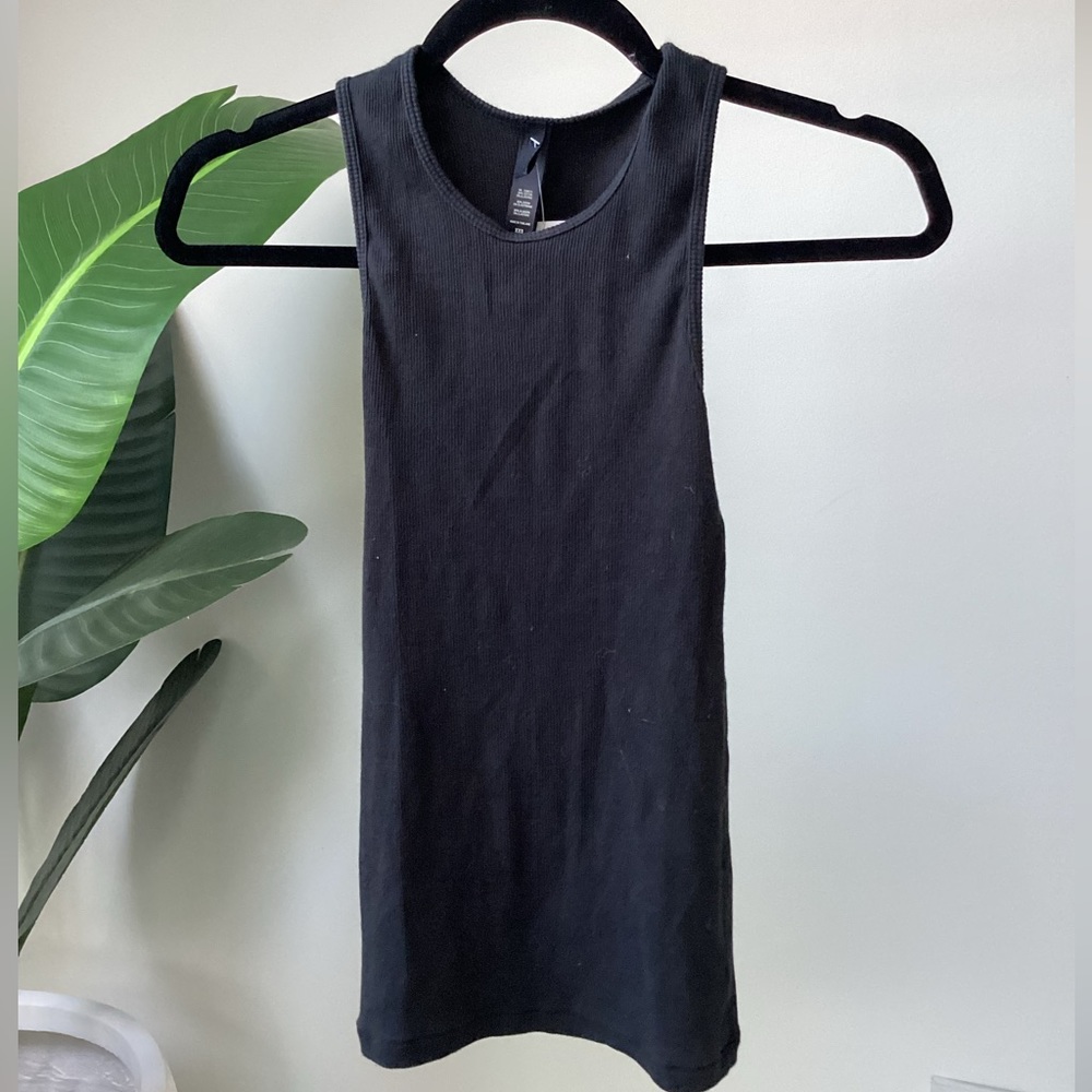 Skims black cotton ribbed tank